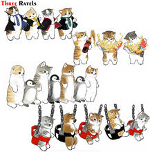 Três ratels f245 gato fofo gato jogando com pinguins adesivos para mala portátil bagagem motocicleta carro 2024 - compre barato