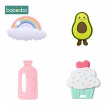 Bopoobo 1Pc Silicone Teether Rainbow Cake Teething Avocado Cartoon Pearls Silicone Rattle Baby Teether 0-12 Months Baby Toy 2024 - buy cheap