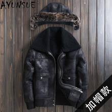 AYUNSUE 2020 мужская одежда зимняя куртка из натуральной овечьей кожи куртки Мужская мотоциклетная теплая одежда мужская одежда LXR1068 2024 - купить недорого