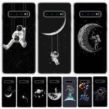 Funda de teléfono Space Moon Astronaut para Samsung Galaxy S21 Ultra S20 FE, S10E S10 Lite S9 Plus S8 S7 S6 J8 J6 J4 2024 - compra barato