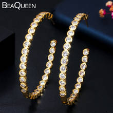 BeaQueen 50mm Shiny Geometry Round Circle Big Hoop Earrings Inlay Clear White Round Cubic Zirconia Stones Women Jewlery E352 2024 - buy cheap