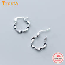 Trustdavis 100% 925 Solid Sterling Silver Hoop Geometric waves  Hoop Earrings For Women Piercing Fashion Earings Jewelry DA78 2024 - buy cheap