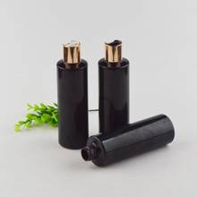 30pcs 250ml Empty Black Liquid Soap Cosmetic Bottle Plastic Containers With Gold Aluminum Disc Cap Metal Cap PET Lotion Bottle 2024 - buy cheap