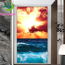 Pintura de diamantes pôr-do-sol paisagem de oceano azul ponto cruz imagem de diamantes mosaico bordado de strass decoração de tamanho grande arte 2024 - compre barato