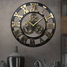 Reloj de pared de engranaje Industrial, accesorio decorativo rústico Retro, decoración de lujo para habitación, arte de pared, Bar, diseño tallado hueco 3D 2024 - compra barato