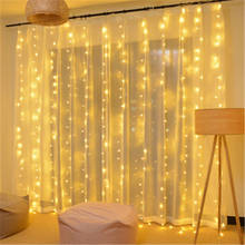 Cortinas com controle remoto 3m de led, com usb, luzes de fadas, para natal, guirlanda de luz, festa de jardim, decoração de casamento, casa 2024 - compre barato