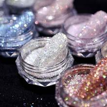 Prego de cristal diamante em pó arco-íris cor brilho brilhante pigmento holográfico vidro micro broca unhas arte decoração 8 cores 2024 - compre barato