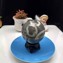 Mokagy esfera de cristal de quartzo, esfera de pedra com concha natural 80mm - 90mm 1 peça 2024 - compre barato