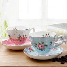 Taza de café de hueso de flores de estilo británico, juego de platillo de alta gama para té de la tarde, Pastoral de estilo floral 2024 - compra barato