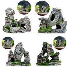 1PCS Emulation Rockery Mountain View Rock Cave Stone Tree House Resin Crafts Fish Tank Landscap Ornaments Aquarium Accessories 2024 - buy cheap