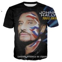 Johnny allyday, camiseta com estampa 3d, camiseta de rock, masculina e feminina, casual, moda de hip hop, roupas harajuku, 5xl 2024 - compre barato