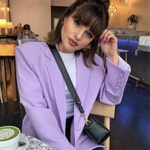Bella Philosophy Wonder Basic jacket Fashion Loose blazer Casual Chic Single Breasted blazer Vintage Pocket Purple coat Outwears 2024 - buy cheap
