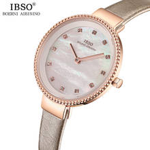 IBSO Women's Quartz Watch Luxury Crystal Rhinestone Clock Hours Fashion Montre Femme Ladies Quartz Leather Waterproof Wristwatch 2024 - buy cheap