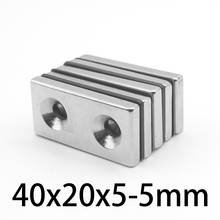 2-30 pcs Strong Magnet 40 x 20 x 5mm Double Hole 5mm Countersunk Rare Earth Neodymium Magnets Permanent magnet 40*20*5-5 2022 - buy cheap