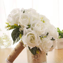 HONGFUYU-hermoso ramo de flores blancas para dama de honor, accesorios de boda, ramo de flores artificiales, ramo de rosas, ramos de novia 2024 - compra barato