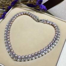 100% Genuine freshwater pearl necklace double natural pearl clavicle chain 17INCH 2024 - buy cheap