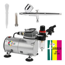 OPHIR-Kit de aerógrafo de doble acción 0,3 MM con compresor de aire profesional, 110V/220V, para decoración de pasteles, modelos, pintura corporal, Makeup_AC089 + AC004A 2024 - compra barato