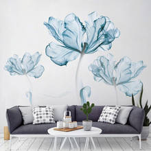 Blue Flower Wall Stickers Large Wall Decals Dormitory Decoration Bedroom Sofa Background Wall Decorations Living Room Mural 2024 - buy cheap