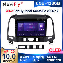 Navifly 8 núcleo android10 6 + 128g qled áudio do carro gps estéreo para hyundai santa fe 2 2006-2012 4glte carplay unidade principal multimídia 2024 - compre barato