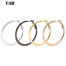 Uah-brincos de aço inoxidável femininos, 1 pares, 30mm, 40mm, 50mm, 60mm, cor preta/rosa 2024 - compre barato