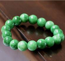 Joyería de moda, brazalete elástico de cuentas de Jade verde de 10mm, hermoso Natural, 7,5 "AAA, Envío Gratis 2024 - compra barato