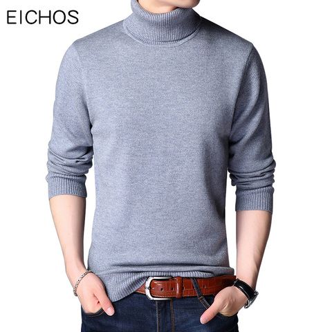 Jumpers Autumn Winter Warm Casual Pure Color Turtleneck Long Sleeve Knitted Sweater Top Slim Fit Pullover Knitwear Men/'s Sweater Fashion Jacquard Sweater Pure Color Casual Pullover Sweater