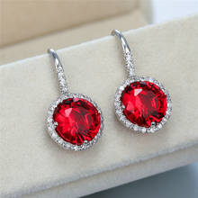 Brincos femininos vintage, brincos de pedra de cristal vermelho femininos, cores douradas e prateadas, brincos simples de arco-íris redondos para casamento para mulheres 2024 - compre barato