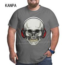 Kanpa хлопковые серые футболки с черепом для больших мужчин с рисунком, Мужская одежда, топы для тренировок, большой размер d, 3D забавная уличная футболка размера плюс 2024 - купить недорого