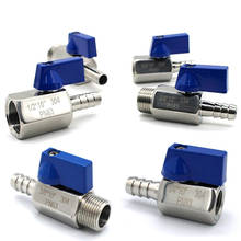 Blue MINI Ball valve Stainless steel 1/4 3/8 1/2 to 7mm 10mm 8mm 12mm Pagoda adapter female male 304 Hardware 2 way ball valve 2024 - buy cheap