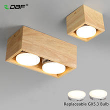 DBF-bombilla LED montada en superficie GX5.3, foco de techo de madera maciza reemplazable para cafetería, Bar, sala de estar, cocina 2024 - compra barato