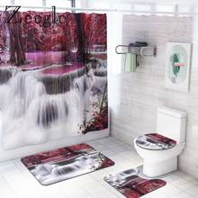 Printed Scenic Bath Mat and Shower Curtain Set Bathroom Foot Mat with Non Slip Plastic Dots Bottom Waterproof Bathroom Curtain 2024 - buy cheap