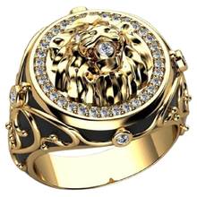 Hip Hop 3D Lion Head Micro Pave Rhinestone Iced Out Bling Mens Ring Gold Filled Titanium Stainless Steel Rings for Men Jewelry 2024 - buy cheap