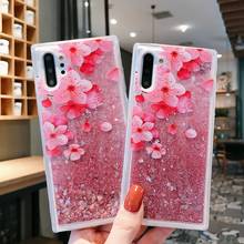 Чехлы с розовым персиковым цветком, чехлы с динамическим песком для iphone 11 pro max xr xs x 8 plus 7 6 6s 11, задняя крышка с романтичным цветком вишни 2022 - купить недорого