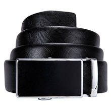 Solid Black Belt Men Genuine Leather Belt Silver Alloy Automatic Buckle Waist Strap for Jeans Barry.Wang WK-2176 Dropshipping 2024 - buy cheap