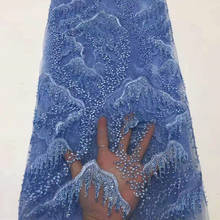 Vestido de casamento design em tecido bordado com lantejoulas malha francesa renda africana em renda nigeriana é um vestido para noite 2024 - compre barato