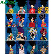 Azqsd diy colorir por números arte abstrata retrato pintados à mão presente desenho sobre tela pintura por números menina decoração de casa 2024 - compre barato