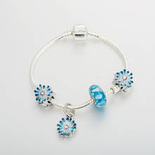 ANNAPAER New Arrivals Blue Daisy Flower Bracelets Charm Beads Bangles For Women Fit Original Bracelet DIY Jewelry Gift B20023 2024 - buy cheap