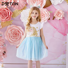 DXTON/летнее платье для девочек; Платье принцессы с единорогом для девочек; Детское платье с рукавами-крылышками; Одежда из хлопка; Вечерние фатиновые костюмы для детей 2024 - купить недорого