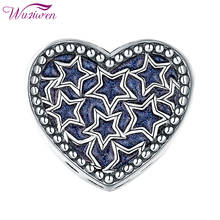 Wuziwen pingente em formato de coração roxo azul 925 prata esterlina europeu contas de pingente para pulseira colar feminino faça você mesmo joia 1b0081 2024 - compre barato