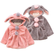 Ropa de otoño e invierno para niña, abrigo de conejo con orejas de conejo, chaquetas con capucha y botones, chaqueta gruesa y cálida para niño 2024 - compra barato