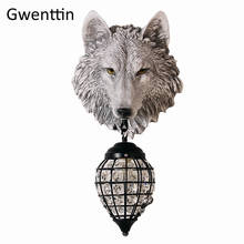 Resin Wolf Wall Lamps Vintage Led Crystal Wall Sconce Light Fixtures for Living Room Bedroom Loft Industrial Lamp Home Art Decor 2024 - buy cheap