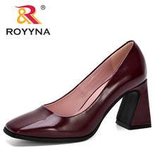 ROYYNA-zapatos de tacón alto con punta cuadrada para mujer, calzado de trabajo de oficina, tacones gruesos, para vestir, 2020 2024 - compra barato