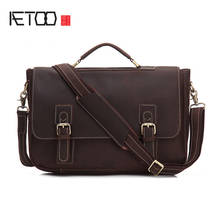 Кожаная сумка AETOO для компьютера, мужская кожаная сумка с верхним слоем, кожаная сумка через плечо, сумка-мессенджер в стиле ретро 2024 - купить недорого