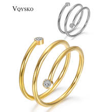 Anéis de enrolamento feminino, anéis de enrolamento com cristais de aço inoxidável anel de banda larga acessórios de joias da moda e com dropshipping 2024 - compre barato
