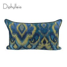 Diphylleia-funda de cojín teñida de corbata, funda de almohada Lumbar de color azul y amarillo degradado, decorativa para el hogar, para sofá cama 2024 - compra barato