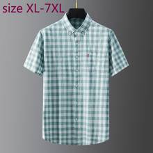 Camisas de manga corta para hombre, ropa informal a cuadros, 100% algodón, de talla grande XL, 2XL, 3XL, 4XL, 5XL, 6XL, 7XL 2024 - compra barato