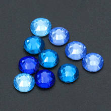 Strass de cristal azul redondo para unha, pintura com diamante, vidro com parte traseira lisa, para arte artesanal de roupas, faça você mesmo 2024 - compre barato