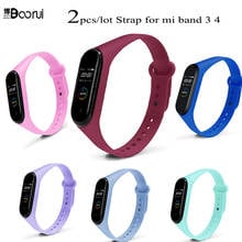 2pcs/lot BOORUI for xiaomi mi band 3 4 strap colorful new silicone accessories wrist strap for xiaomi mi band 2024 - buy cheap