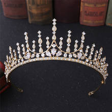 2020 New Style Gold Zircon Crown Luxury Royal Queen Bridal Tiaras Pageant Prom Wedding Hair Jewelry Birthday Princess Headbands 2024 - buy cheap