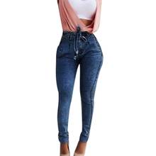 Pantalones vaqueros ajustados para mujer, Jeans elásticos de cintura alta, informales, a la moda 2024 - compra barato